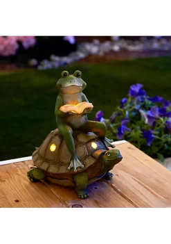 Summerfield Terrace Frog Reading on Turtle Solar Garden Light -Bella-Vita Shop Belk 1066