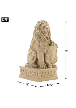 Summerfield Terrace Lion with Shield Garden Statue - Ivory -Bella-Vita Shop Belk 1171
