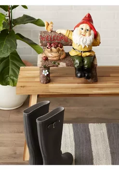Summerfield Terrace Garden Gnome and Squirrel on Welcome Bench -Bella-Vita Shop Belk 1256