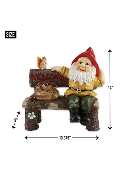 Summerfield Terrace Garden Gnome and Squirrel on Welcome Bench -Bella-Vita Shop Belk 1257