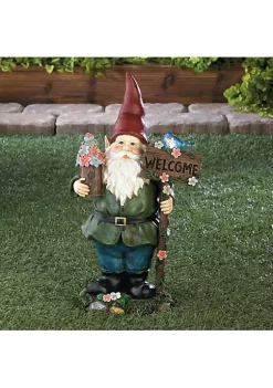 Summerfield Terrace Solar Welcome Gnome with Light-Up Bluebird -Bella-Vita Shop Belk 1302
