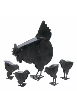 Summerfield Terrace Rusted Metal Hen Family Garden Art