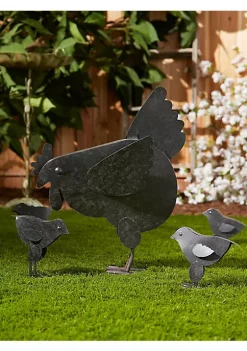 Summerfield Terrace Rusted Metal Hen Family Garden Art -Bella-Vita Shop Belk 1333