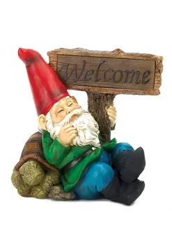 Summerfield Terrace Welcome Gnome Solar Statue -Bella-Vita Shop Belk 1354
