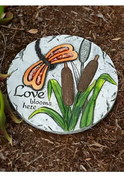 Summerfield Terrace Orange Dragonfly Love Blooms Here Cement Garden Stepping Stone -Bella-Vita Shop Belk 1522