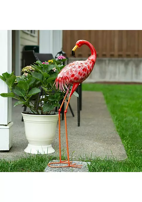 Summerfield Terrace Bright Flamingo Yard Art - Looking Back 4 Summerfield Terrace Bright Flamingo Yard Art - Looking Back - Image 2