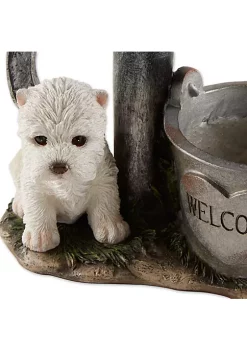 Summerfield Terrace Terrier Puppy with Birds Solar Garden Light with Flower Pot -Bella-Vita Shop Belk 989