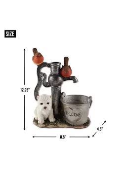 Summerfield Terrace Terrier Puppy with Birds Solar Garden Light with Flower Pot -Bella-Vita Shop Belk 991