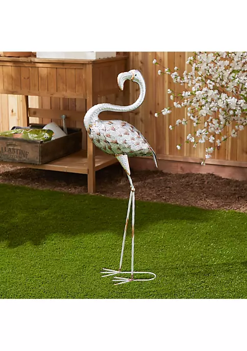 Summerfield Terrace Standing Tall Galvanized Flamingo Statue 4 Summerfield Terrace Standing Tall Galvanized Flamingo Statue - Image 2